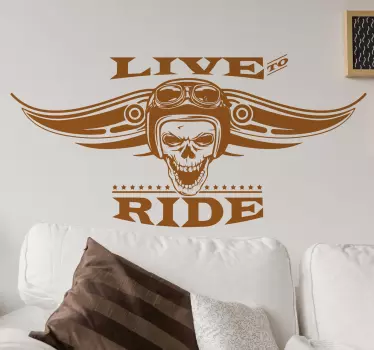 Vinyl bikers live to ride motorbike decal - TenStickers