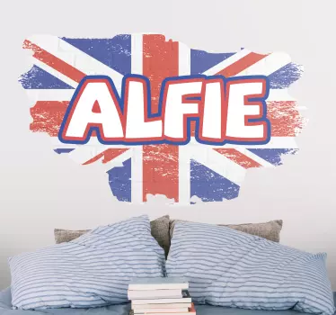 Graffitti name with British flag custom sticker - TenStickers