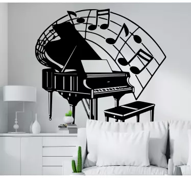 Grand Piano Notes music sticker - TenStickers