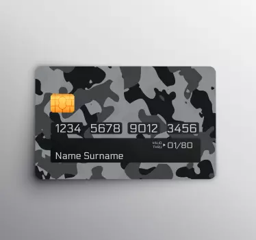 Gray camouflage design bank card sticker - TenStickers