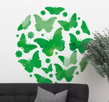 Green butterflies Living Room Wall Decor - TenStickers