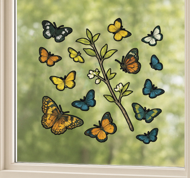 Green butterflies pattern window sticker - TenStickers
