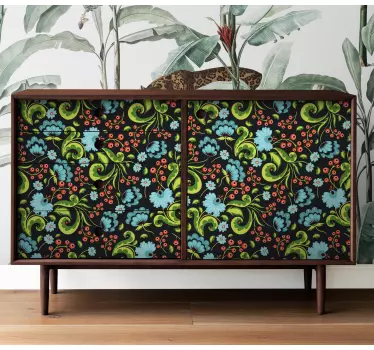 Green flowers with a hem decals for furniture - TenStickers