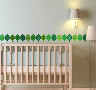 Green Leaves Wall Borders Teal Sticker - TenStickers