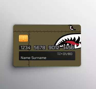 Green military shark face credit card sticker - TenStickers