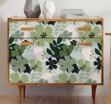 Green tones leaves floral pattern decals for furniture - TenStickers
