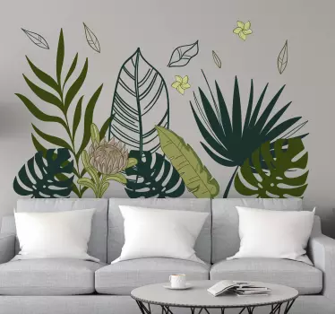Green tropical leafs plant decals - TenStickers