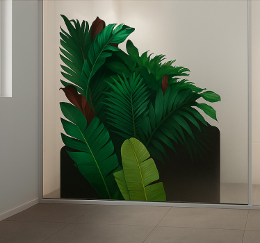Green tropical leaves window sticker - TenStickers