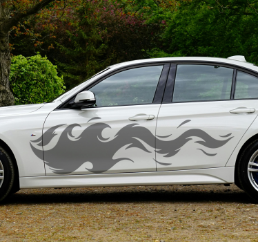 Grey flame wave car sticker - TenStickers