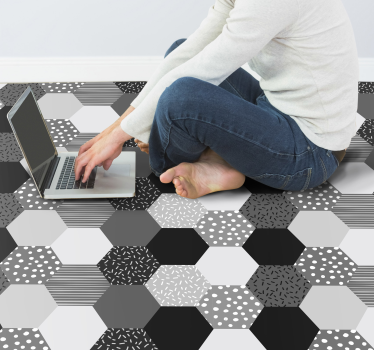 Grey pentagon shape floor sticker vinyl stickers for floor - TenStickers