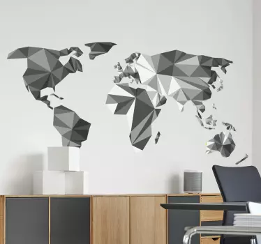 Grey shades world map sticker - TenStickers