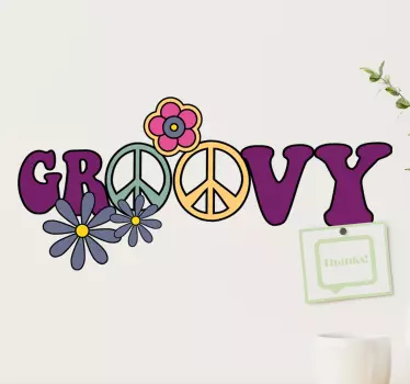 Groovy 70's with flowers retro wall sticker - TenStickers