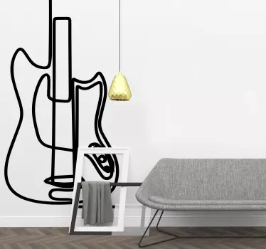 Guitar Line Art music sticker - TenStickers