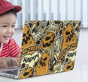 Halloween monster fun laptop skin - TenStickers
