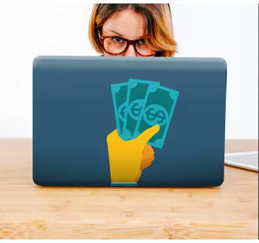Hand Holding Cash laptop skin - TenStickers