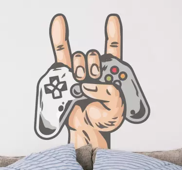 hand keeping a modern joystick Playstation decal - TenStickers