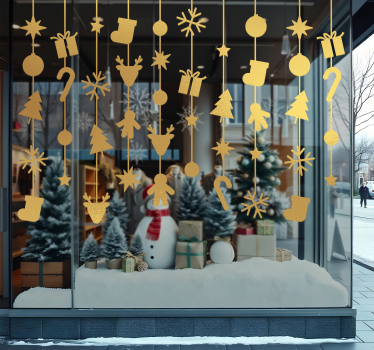 hanging icons Christmas sticker - TenStickers