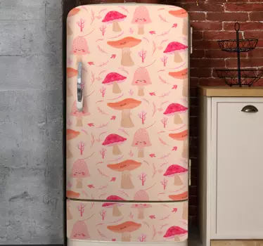 Happy classical mushrooms fridge decals - TenStickers