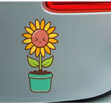 Happy Flower Pot car sticker - TenStickers