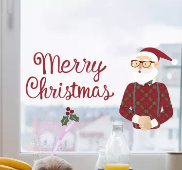 Happy hipster christmas window decal - TenStickers
