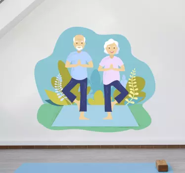Health and beauty sticker elderly yoga practice - TenStickers