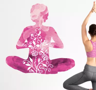 Health and beauty sticker meditative silhouette art - TenStickers