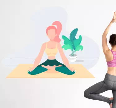 Health and beauty sticker yoga pose illustration - TenStickers