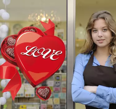 Heart Shape Love Chocolate Box Sticker - TenStickers