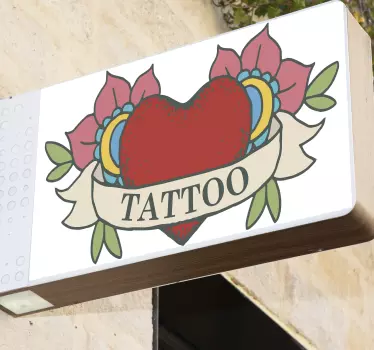 Heart With Floral Elements shop window sticker - TenStickers