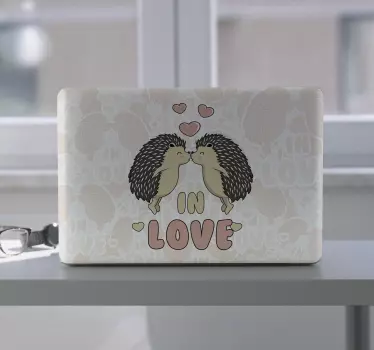 Hedgehogs embracing affection laptop skin - TenStickers