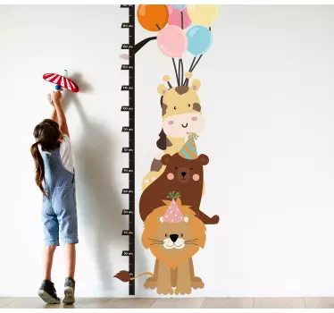 Height chart sticker animal growth measurement chart - TenStickers