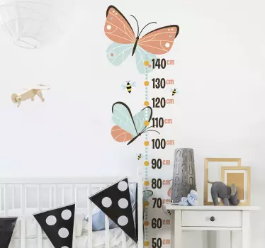 Height chart sticker butterfly growth chart - TenStickers