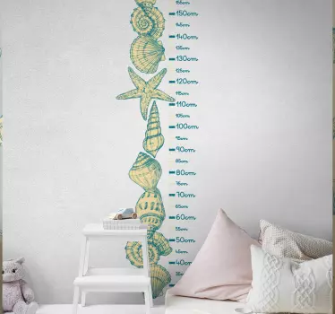 Height chart sticker seashell growth chart - TenStickers