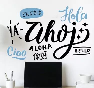 Hello languages text wall decal - TenStickers