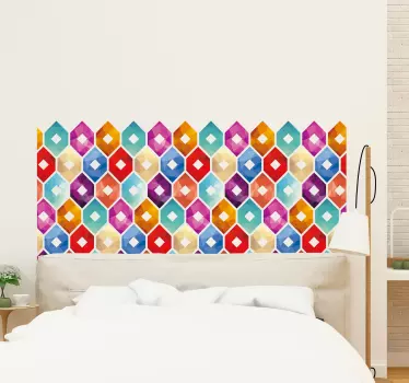 Hexagonal tiles headboard wall decal - TenStickers