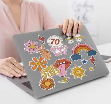 Colourful Fun Vibes Vinyl Laptop Stickers - TenStickers