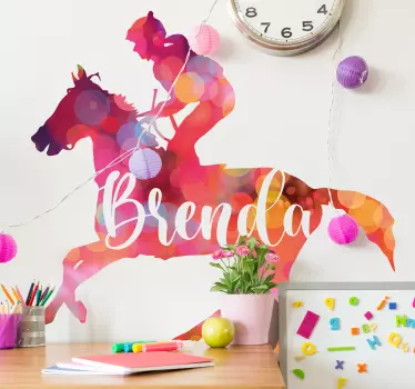Horse rider with name custom sticker - TenStickers