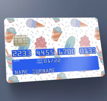 Ice cream pattern credit card sticker - TenStickers