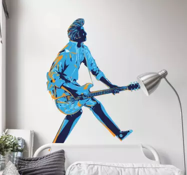 illustration rockstar guitarist rock n roll decal - TenStickers