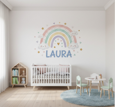 Illustration wall sticker paste rainbow with name - TenStickers