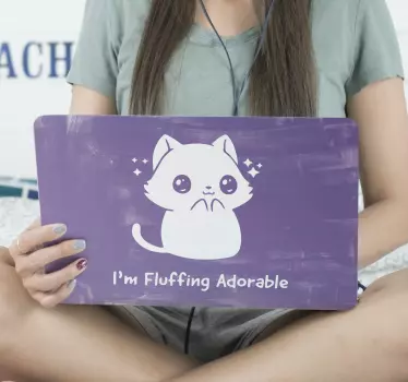 I'm fluffing adorable Anime laptop stickers - TenStickers