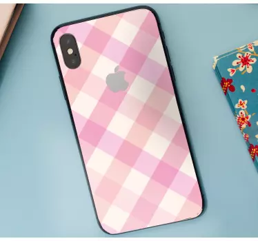 Iphone sticker in pink checkered style - TenStickers