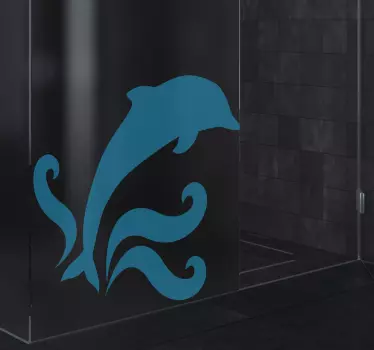 Jumping Dolphin shower sticker - TenStickers