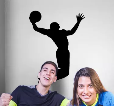 Jumping on basketball hoop basketball sticker - TenStickers