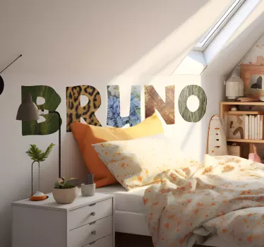 Personalised name jungle texture letters wall decal - TenStickers