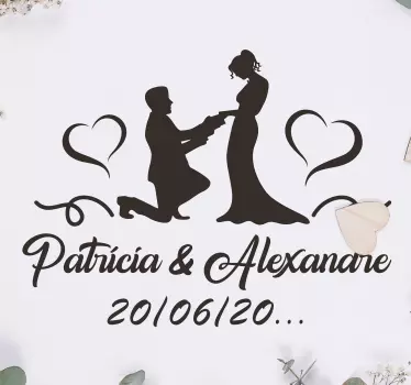 Just Married Personalized wedding vinyl decal - TenStickers