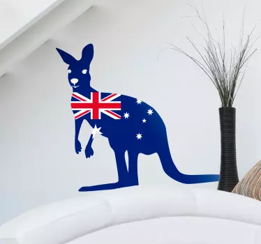 Kangaroo with Flag Sticker - TenStickers