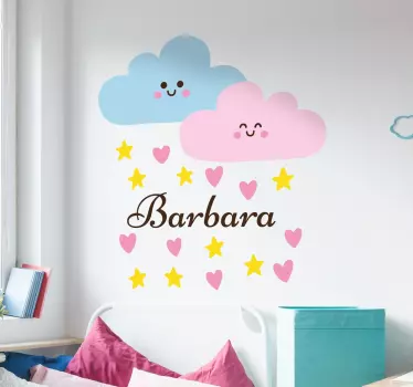 Kids Personalised Rain Clouds Wall Sticker - TenStickers