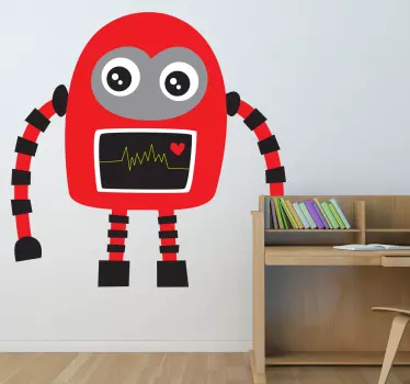Kids Red and Black Robot Decal - TenStickers