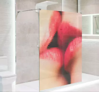 Kiss illustration shower screen sticker - TenStickers